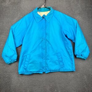Vtg Current Seen‎ Mens XL Blue Nylon Long Sleeve Button Up Coach Jacket Belarus